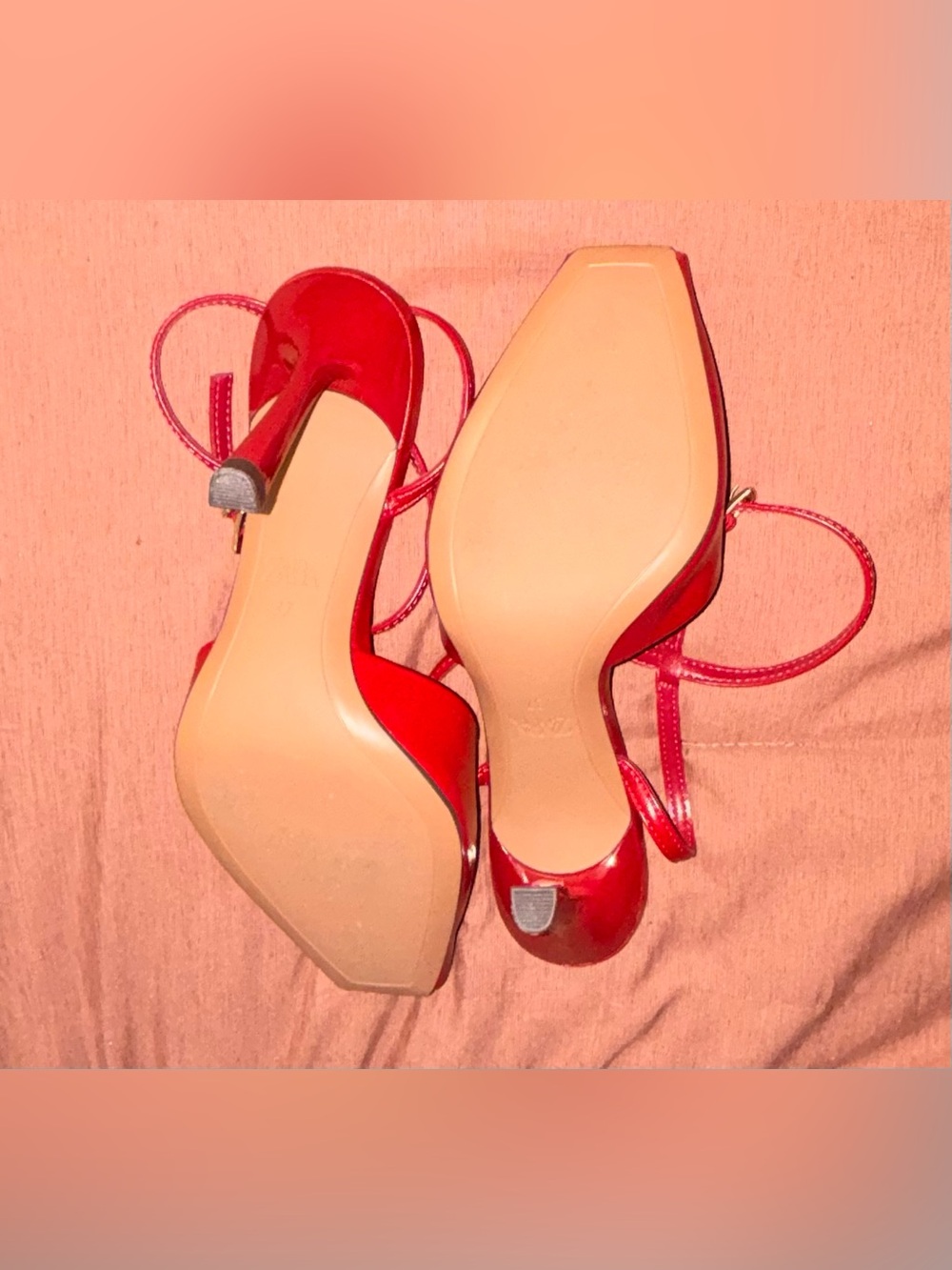 Zara Women’s Burgundy High-Heel Sandals - Picture 2 of 12